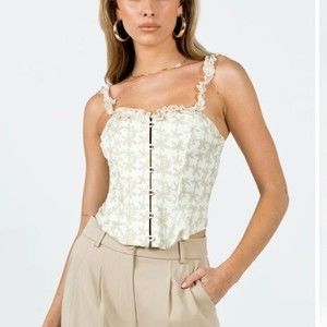Princess Polly Searle Floral Corset White and Brown size 4